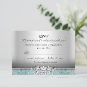 Elegante diamanten blauwe RSVP Kaartje (Staand voorkant)