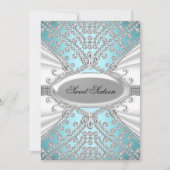 Elegante Diamanten Blauwe Sweet 16 Feest Uitnodigi Kaart (Voorkant)