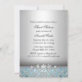 Elegante Diamanten Blauwe Sweet 16-feestuitnodigin Kaart (Achterkant)