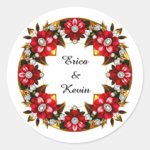 Elegante diamanten bloemenring trouwframe ronde sticker