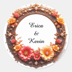 Elegante diamanten bloemenring trouwframe ronde sticker