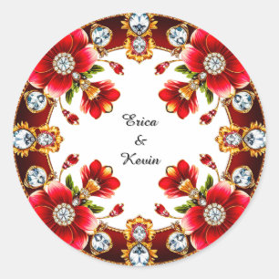 Elegante diamanten bloemenring trouwframe ronde sticker