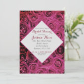 Elegante diamanten bruidsdouche roze rozen kaart (Staand voorkant)