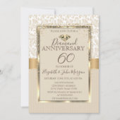 Elegante Diamanten Damast Frame Huwelijksjubileum Kaart (Voorkant)