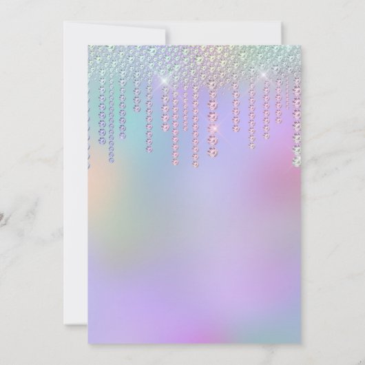 Elegante diamanten druppels paarse sweet sixteen kaart (Achterkant)