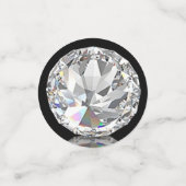 Elegante diamanten edelsteen op zwarte feesttafel confetti (Kleine voorkant)