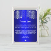 Elegante diamanten en parels blauwe bruiloft dank  bedankkaart (Staand voorkant)