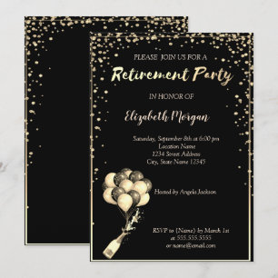 Elegante diamanten frame, ballonnen, pensioenfeest kaart