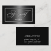 Elegante diamanten frame zwart aangepaste monogram visitekaartje (Voorkant / Achterkant)