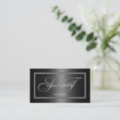 Elegante diamanten frame zwart aangepaste monogram visitekaartje (Staand voorkant)