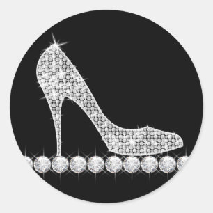 Elegante diamanten hoge hak schoenenstickers ronde sticker