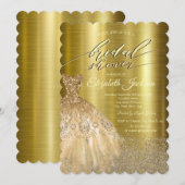 Elegante diamanten jurk goud metallic kaart (Voorkant / Achterkant)