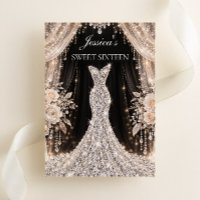 Elegante diamanten jurk zwart & champagne Sweet 16