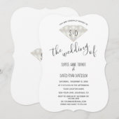 Elegante diamanten kalligrafie trouwkaart kaart (Voorkant / Achterkant)