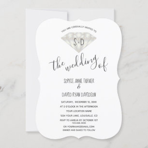 Elegante diamanten kalligrafie trouwkaart kaart