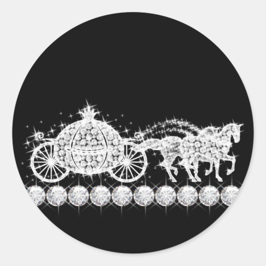 Elegante diamanten koets prinses stickers (Voorkant)