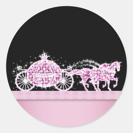 Elegante diamanten koets roze prinses stickers (Voorkant)