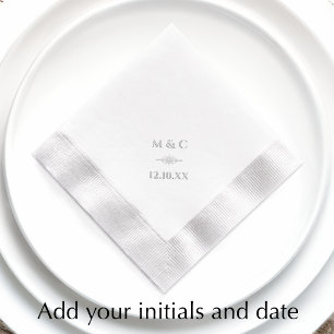 Elegante diamanten koppel initiaal & datum bruilof folie servetten