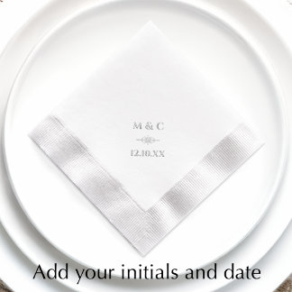 Elegante diamanten koppel initiaal & datum bruilof folie servetten