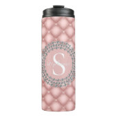 Elegante Diamanten Luxe Blush Roze Monogram Thermosbeker (Voorkant)