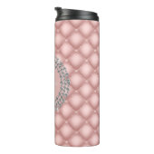 Elegante Diamanten Luxe Blush Roze Monogram Thermosbeker (Geroteerd rechts)