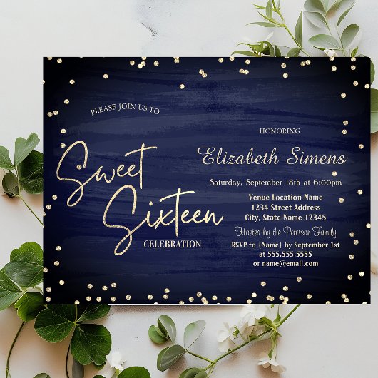 Elegante diamanten marineblauw goud schrift Sweet  Kaart