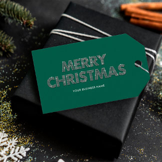Elegante diamanten Merry Christmas Business Groen Cadeaulabel