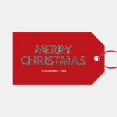 Elegante diamanten Merry Christmas Business Rood Cadeaulabel (Voorkant (Horizontaal))
