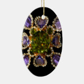 Elegante diamanten paarse groene edelstenen keramisch ornament (Rechts)