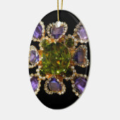 Elegante diamanten paarse groene edelstenen keramisch ornament (Links)