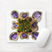 Elegante diamanten paarse groene edelstenen muismat (Met muis)