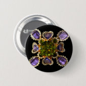 Elegante diamanten paarse groene edelstenen ronde button 5,7 cm (Voorkant /achterkant)
