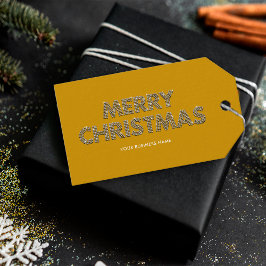 Elegante Diamanten Prettig Kerstfeest Bedrijf Geel Cadeaulabel