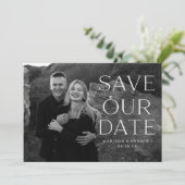 Elegante diamanten ring overlay foto save the date (Staand voorkant)