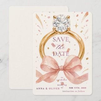 Elegante diamanten ring Save the Date uitnodiging 