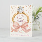Elegante diamanten ring Save the Date uitnodiging (Staand voorkant)