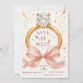 Elegante diamanten ring Save the Date uitnodiging (Voorkant)