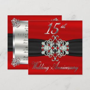 Elegante diamanten robijnen 15de huwelijksverjaard kaart