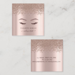 Elegante diamanten roze gouden glinster valse wimp vierkante visitekaartje