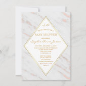 Elegante diamanten roze gouden marmer baby shower kaart (Voorkant)