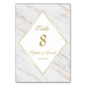 Elegante diamanten roze gouden marmeren bruiloft kaart (Voorkant)