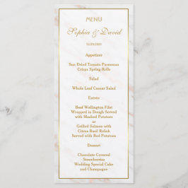 Elegante diamanten roze gouden marmeren bruiloft menu