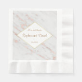 Elegante diamanten roze gouden marmeren bruiloft servet (Voorkant)