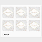 Elegante diamanten roze gouden marmeren bruiloft vierkante sticker (Vel)