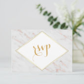 Elegante diamanten roze gouden marmeren RSVP (Staand voorkant)
