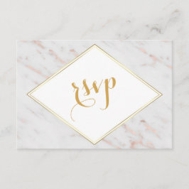 Elegante diamanten roze gouden marmeren RSVP Kaartje