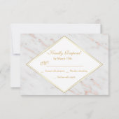 Elegante diamanten roze gouden marmeren RSVP Kaartje (Achterkant)