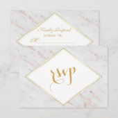 Elegante diamanten roze gouden marmeren RSVP Kaartje (Voorkant / Achterkant)