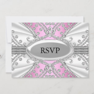 Elegante Diamanten Roze RSVP Kaart