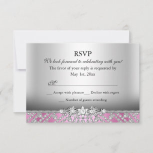 Elegante Diamanten Roze RSVP Kaartje